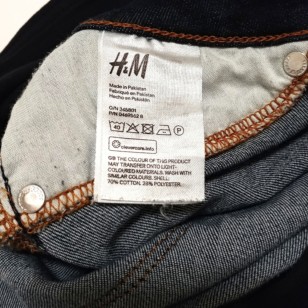SOLD! H&M Skinny High Rib Mama Full Panel Raw Hem Dark Wash Denim Jeans 14 - Picture 10 of 16